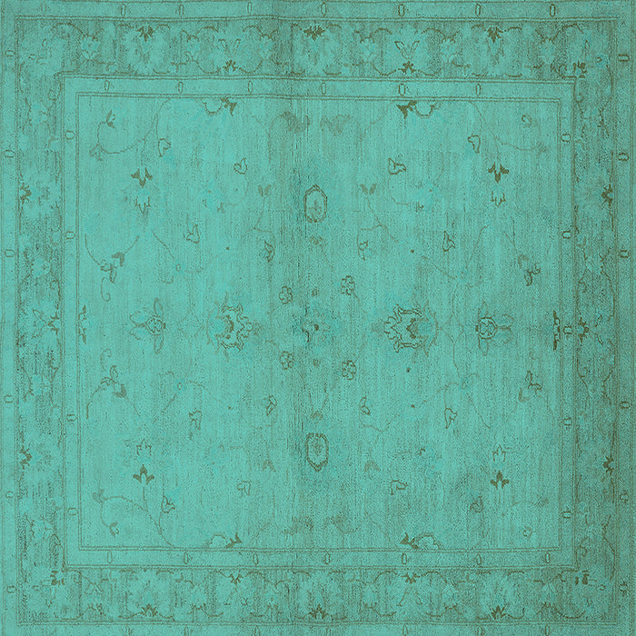 Square Machine Washable Oriental Turquoise Industrial Area Rugs, wshurb2981turq