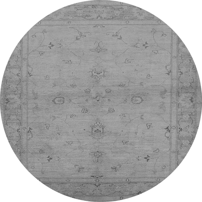 Round Machine Washable Oriental Gray Industrial Rug, wshurb2981gry