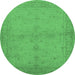 Round Oriental Emerald Green Industrial Rug, urb2981emgrn