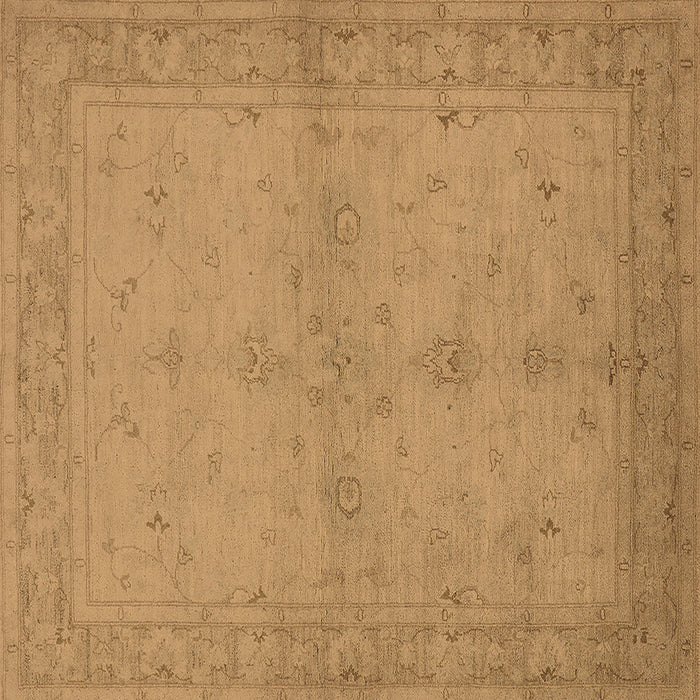 Square Machine Washable Oriental Brown Industrial Rug, wshurb2981brn