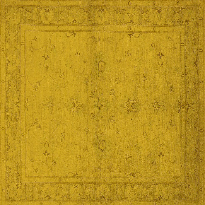 Square Machine Washable Oriental Yellow Industrial Rug, wshurb2981yw