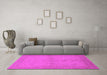 Machine Washable Oriental Pink Industrial Rug in a Living Room, wshurb2981pnk