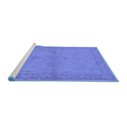 Sideview of Machine Washable Oriental Blue Industrial Rug, wshurb2981blu