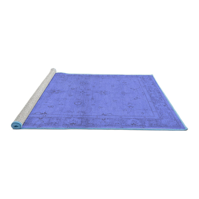 Sideview of Machine Washable Oriental Blue Industrial Rug, wshurb2981blu