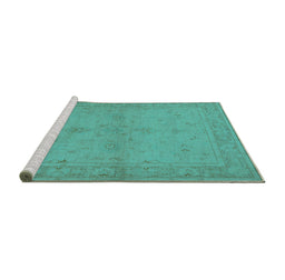 Sideview of Machine Washable Oriental Turquoise Industrial Area Rugs, wshurb2981turq
