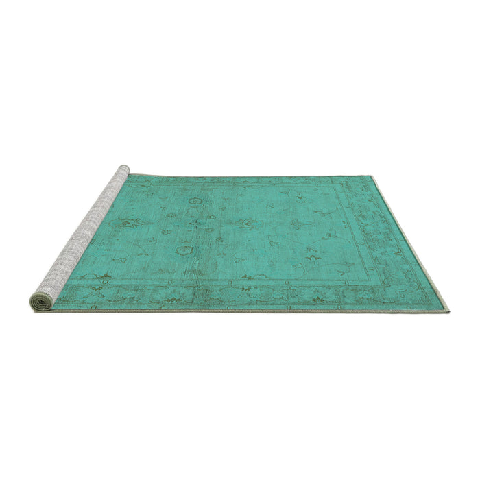 Sideview of Machine Washable Oriental Turquoise Industrial Area Rugs, wshurb2981turq