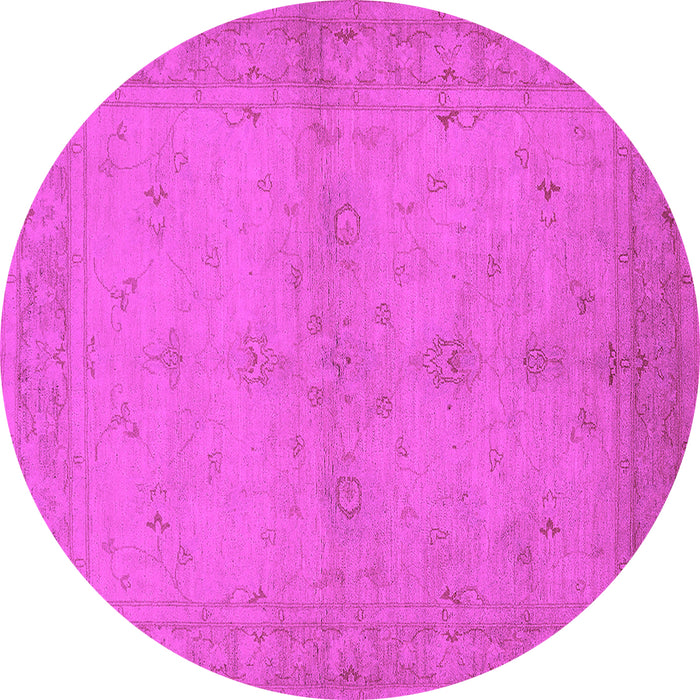 Round Machine Washable Oriental Pink Industrial Rug, wshurb2981pnk