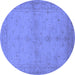 Round Oriental Blue Industrial Rug, urb2981blu