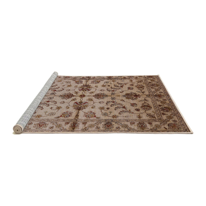Sideview of Machine Washable Industrial Modern Sienna Brown Rug, wshurb2982