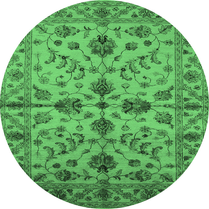 Round Oriental Emerald Green Traditional Rug, urb2982emgrn