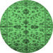 Round Oriental Emerald Green Traditional Rug, urb2982emgrn