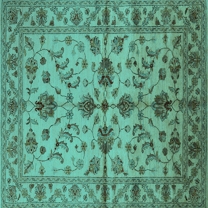 Square Oriental Turquoise Traditional Rug, urb2982turq