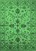 Machine Washable Oriental Emerald Green Traditional Area Rugs, wshurb2982emgrn