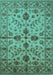 Machine Washable Oriental Turquoise Traditional Area Rugs, wshurb2982turq