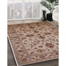 Mid-Century Modern Sienna Brown Oriental Rug in Family Room, urb2982