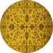 Round Oriental Yellow Traditional Rug, urb2982yw