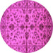 Round Oriental Pink Traditional Rug, urb2982pnk