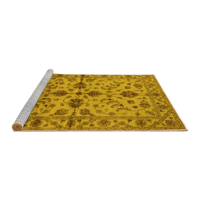 Sideview of Machine Washable Oriental Yellow Traditional Rug, wshurb2982yw