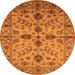 Round Machine Washable Oriental Orange Traditional Area Rugs, wshurb2982org