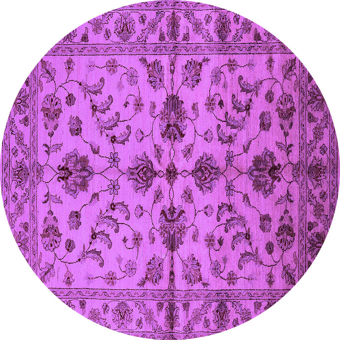 Round Oriental Purple Traditional Rug, urb2982pur