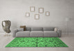 Machine Washable Oriental Emerald Green Traditional Area Rugs in a Living Room,, wshurb2982emgrn