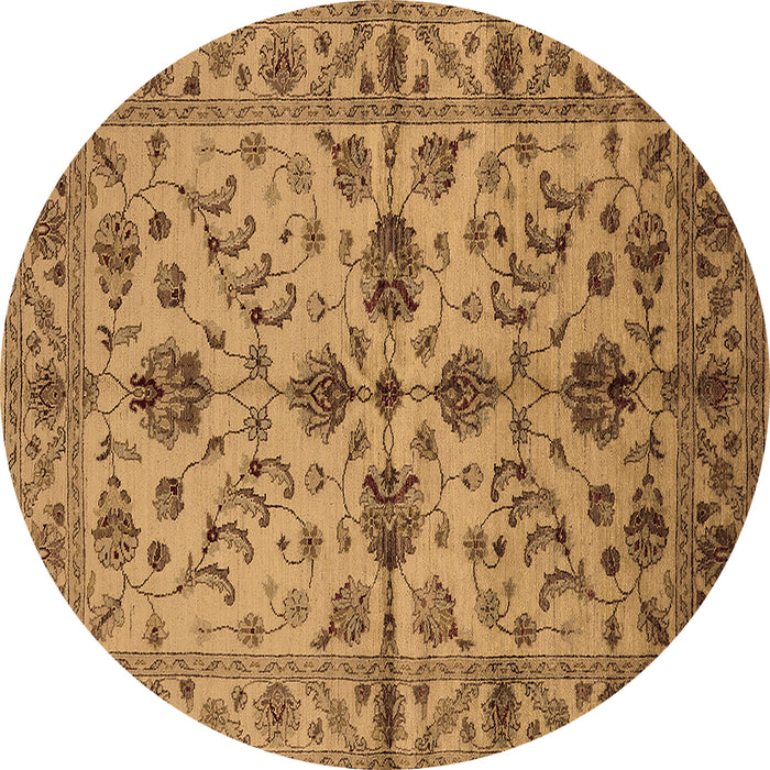 Round Oriental Brown Traditional Rug, urb2982brn