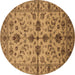 Round Oriental Brown Traditional Rug, urb2982brn