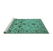 Sideview of Machine Washable Oriental Turquoise Traditional Area Rugs, wshurb2982turq