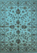 Machine Washable Oriental Light Blue Traditional Rug, wshurb2982lblu