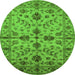 Round Oriental Green Traditional Rug, urb2982grn