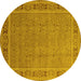 Round Oriental Yellow Industrial Rug, urb2983yw