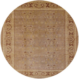 Round Mid-Century Modern Brown Sand Brown Oriental Rug, urb2983