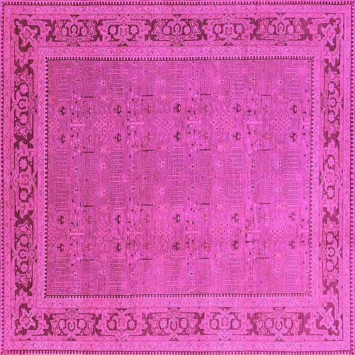 Square Machine Washable Oriental Pink Industrial Rug, wshurb2983pnk