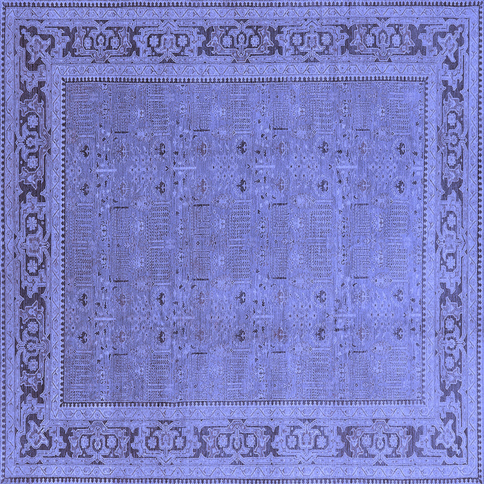 Square Machine Washable Oriental Blue Industrial Rug, wshurb2983blu
