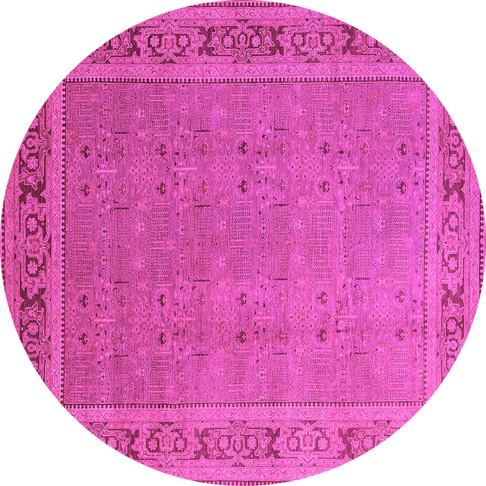Round Machine Washable Oriental Pink Industrial Rug, wshurb2983pnk