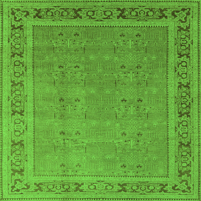 Square Machine Washable Oriental Green Industrial Area Rugs, wshurb2983grn