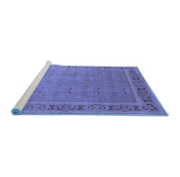 Sideview of Machine Washable Oriental Blue Industrial Rug, wshurb2983blu