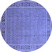 Round Oriental Blue Industrial Rug, urb2983blu