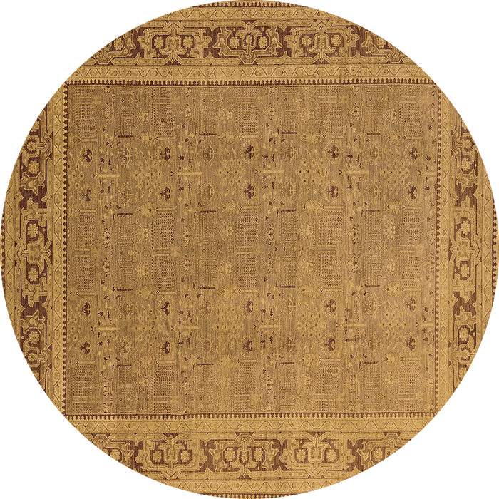 Round Machine Washable Oriental Brown Industrial Rug, wshurb2983brn