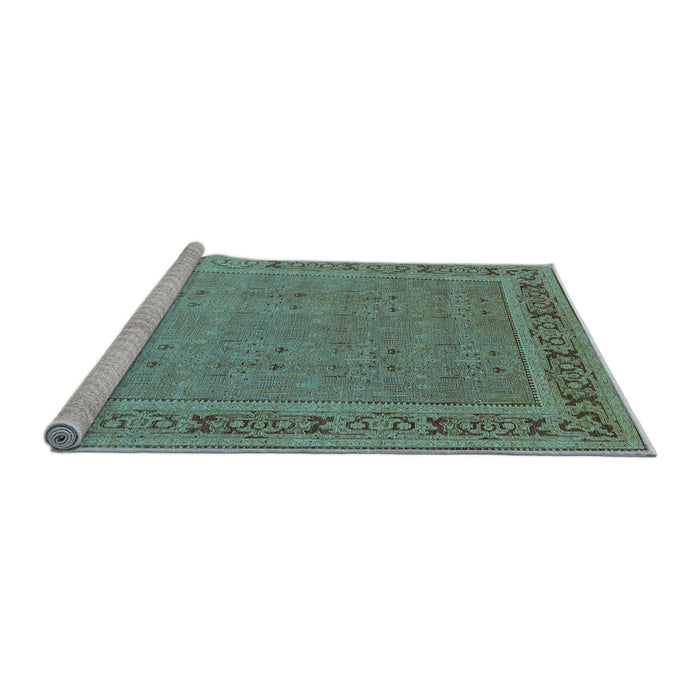 Sideview of Machine Washable Oriental Light Blue Industrial Rug, wshurb2983lblu
