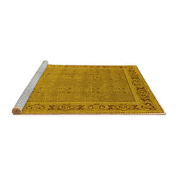 Sideview of Machine Washable Oriental Yellow Industrial Rug, wshurb2983yw