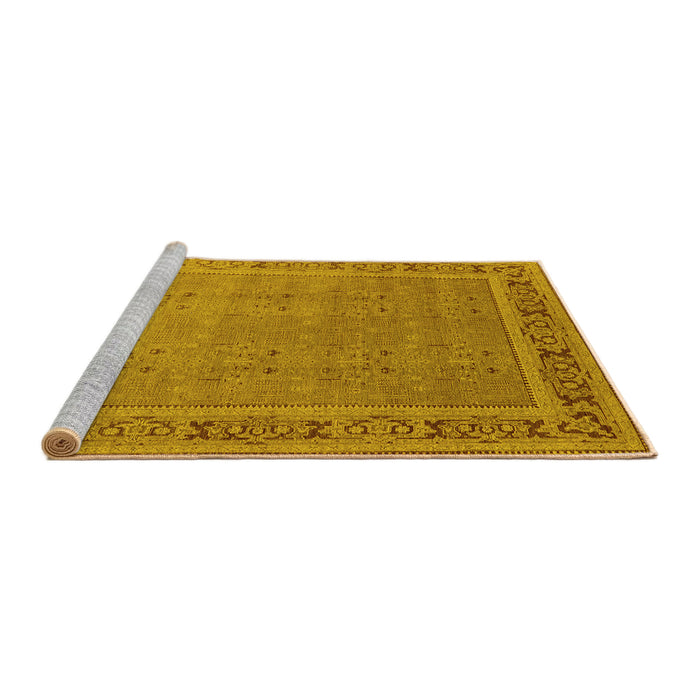 Sideview of Machine Washable Oriental Yellow Industrial Rug, wshurb2983yw