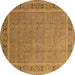 Round Oriental Brown Industrial Rug, urb2983brn