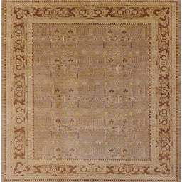 Square Mid-Century Modern Brown Sand Brown Oriental Rug, urb2983