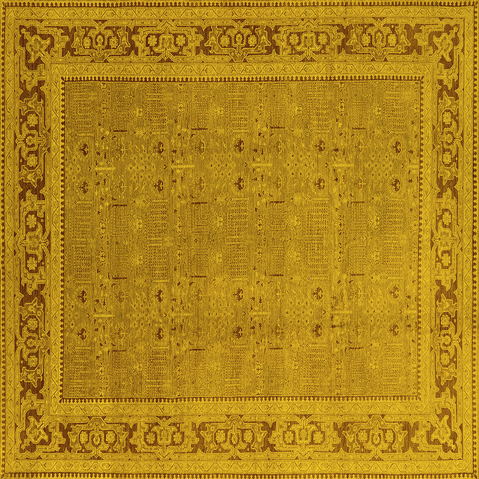 Square Machine Washable Oriental Yellow Industrial Rug, wshurb2983yw