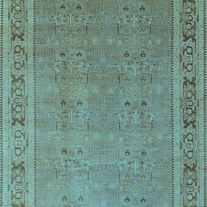 Machine Washable Oriental Light Blue Industrial Rug, wshurb2983lblu