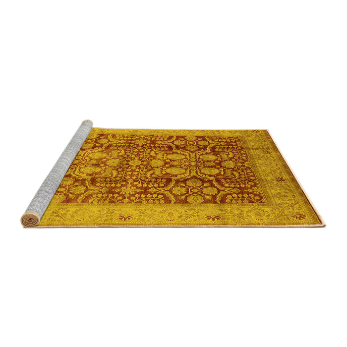 Sideview of Machine Washable Oriental Yellow Traditional Rug, wshurb2984yw