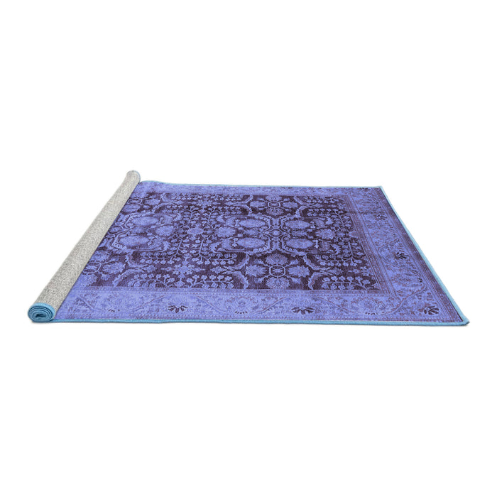Sideview of Machine Washable Oriental Blue Traditional Rug, wshurb2984blu
