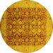 Round Oriental Yellow Traditional Rug, urb2984yw