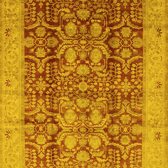Machine Washable Oriental Yellow Traditional Rug, wshurb2984yw